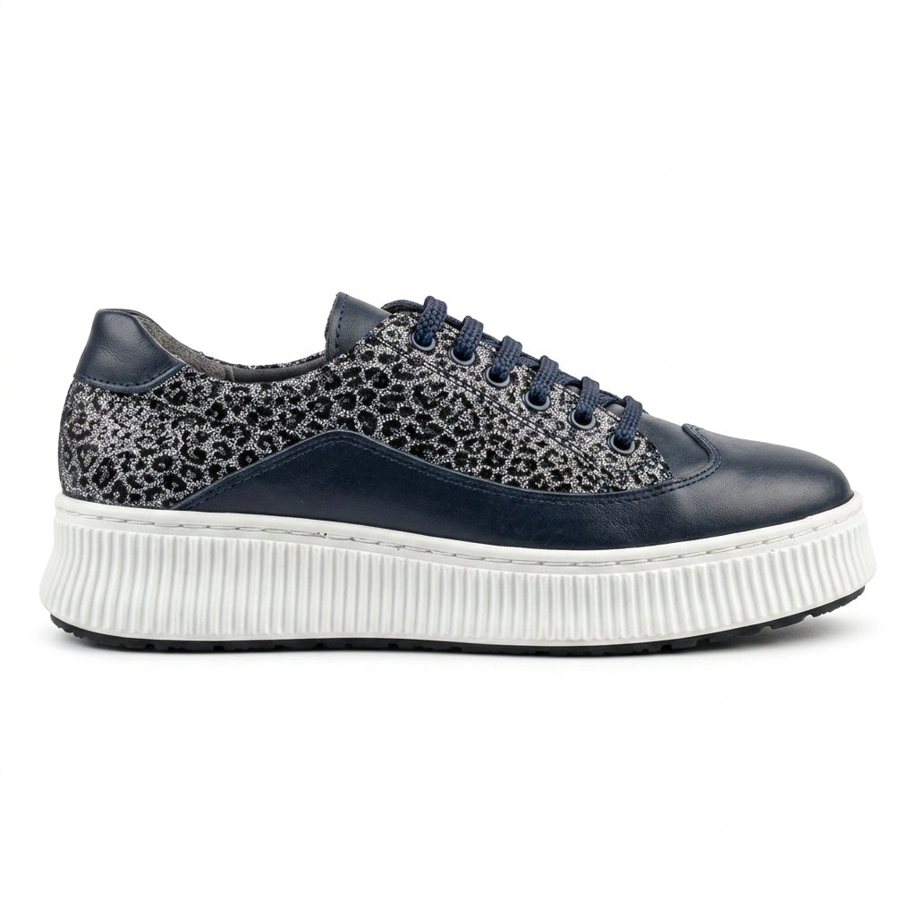 Pantofi Dama Casual Adidasi cod EMA Albastru+Negru tigrat