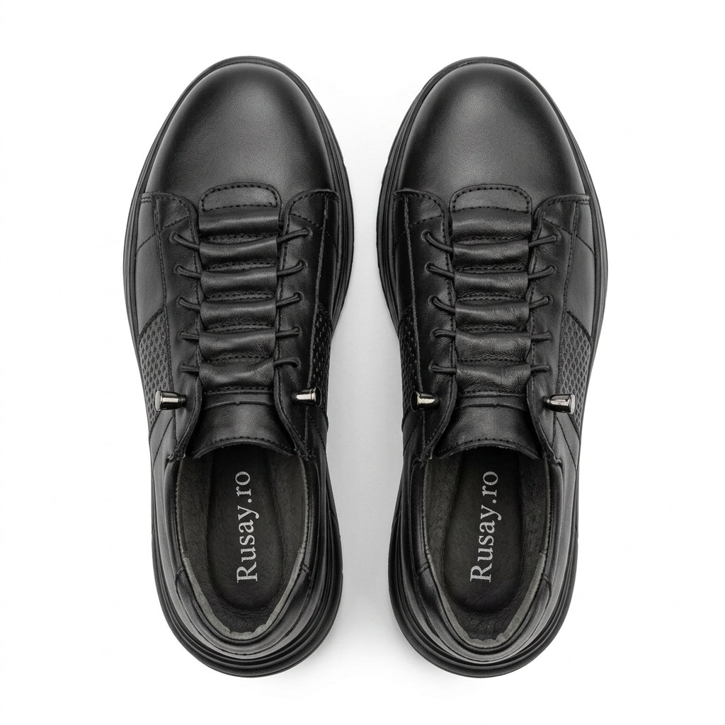 Pantofi Dama Casual Adidasi cod 19 Negru siret eleastic usor de incaltat