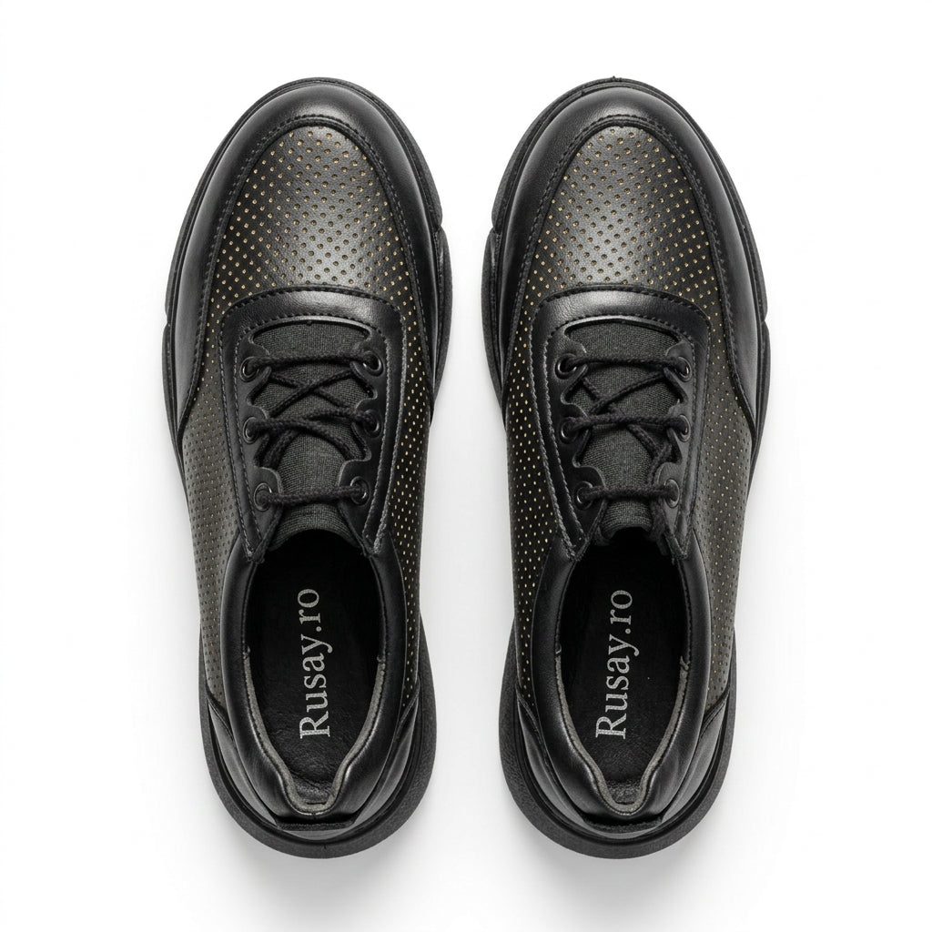 Pantofi Dama Casual Adidasi cod ARIA NEGRU+AURIU