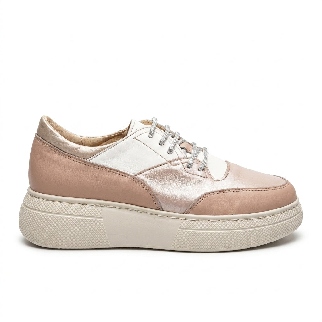 Pantofi Dama Casual Adidasi cod 691 ROZ+BEJ-ROZE
