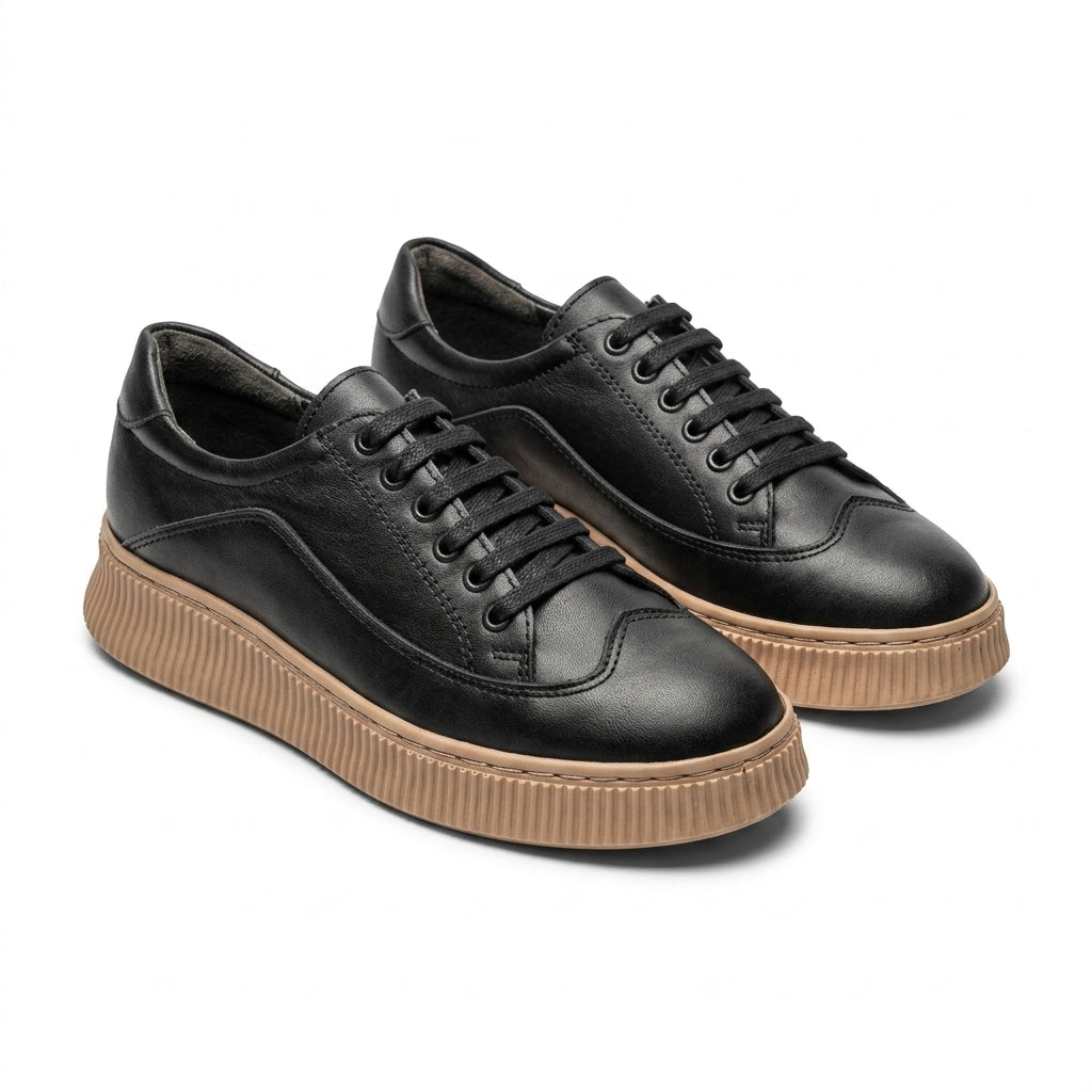 Pantofi Dama Casual Adidasi cod EMA Negru+ talpa bej