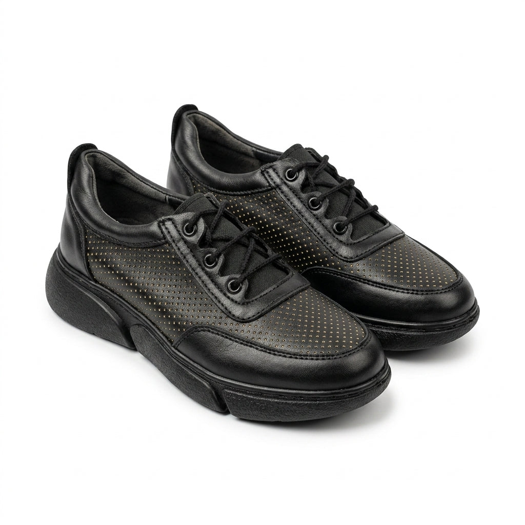 Pantofi Dama Casual Adidasi cod ARIA NEGRU+AURIU