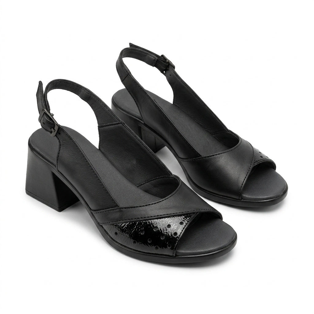 Sandale Dama Naomi negru toc 6,5 cm