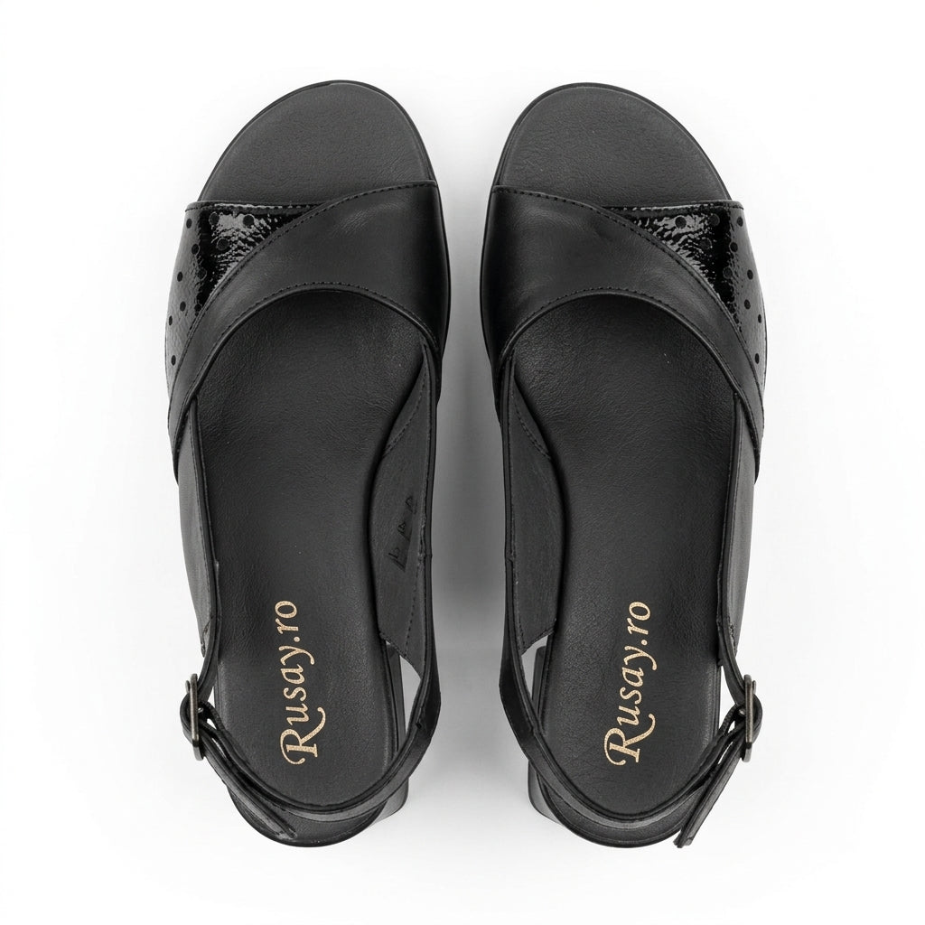 Sandale Dama Naomi negru toc 6,5 cm