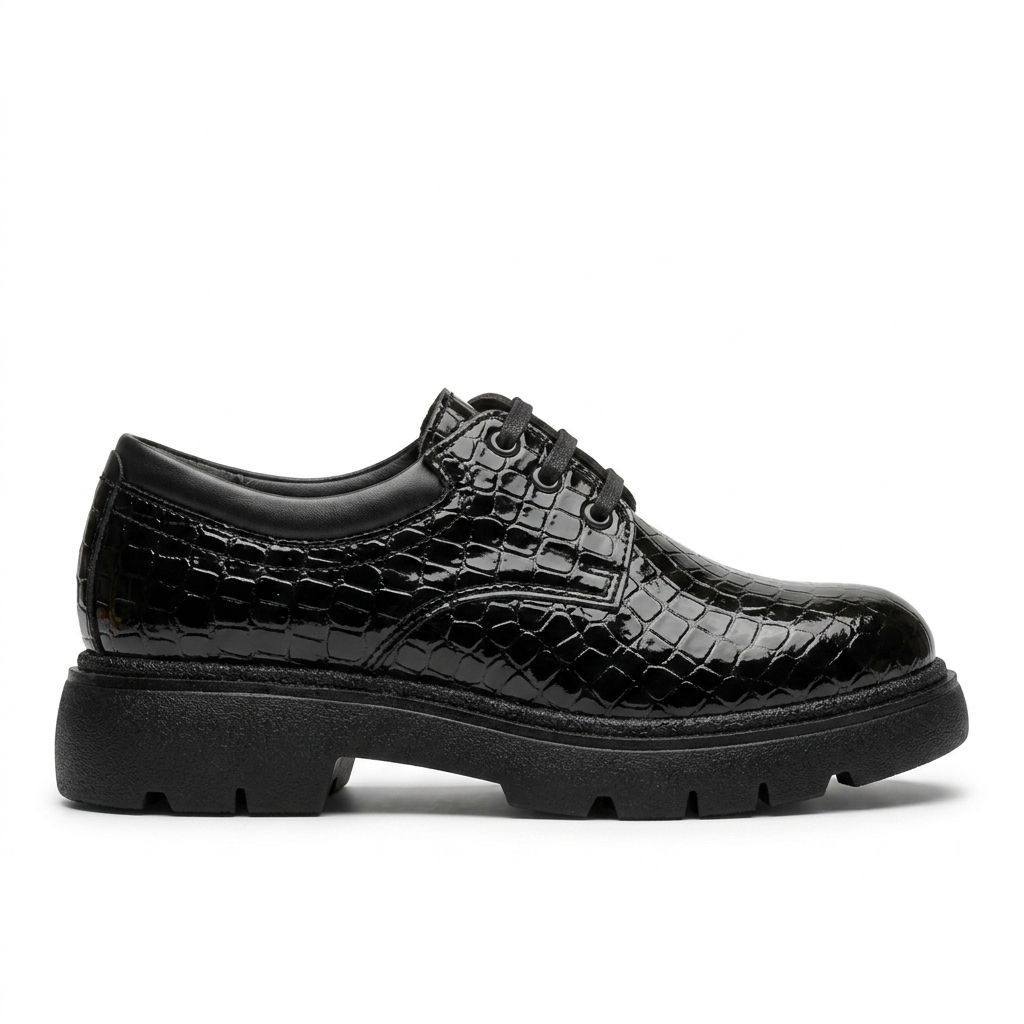 Pantofi Casual Dama 47 Croco Negru