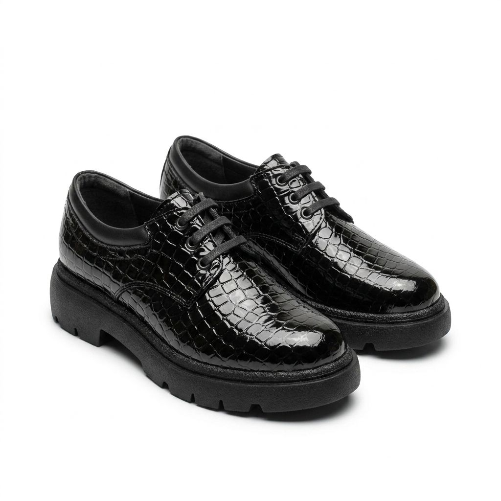 Pantofi Casual Dama 47 Croco Negru