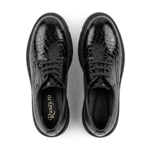 Pantofi Casual Dama 47 Croco Negru