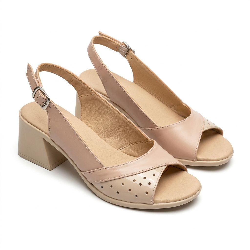 Sandale Dama Naomi Bej toc 6,5 cm